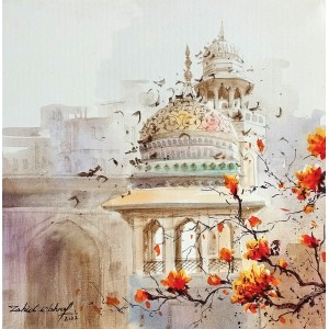 Zahid Ashraf, 12 x 12 Inch, Watercolor on Canvase, Cityscape Painting, AC-ZHA-030